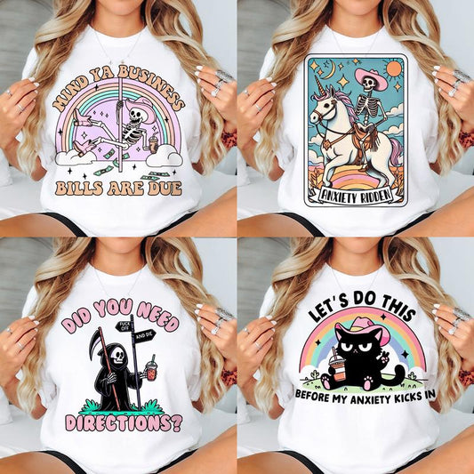 More Anxiety! Funny T-Shirts Round 2- Print is Sublimation, Unisex T-Shirt, Funny Tee, Funny Apparel, Gift Idea, Relaxed Fit, Casual Apparel, Cute Top