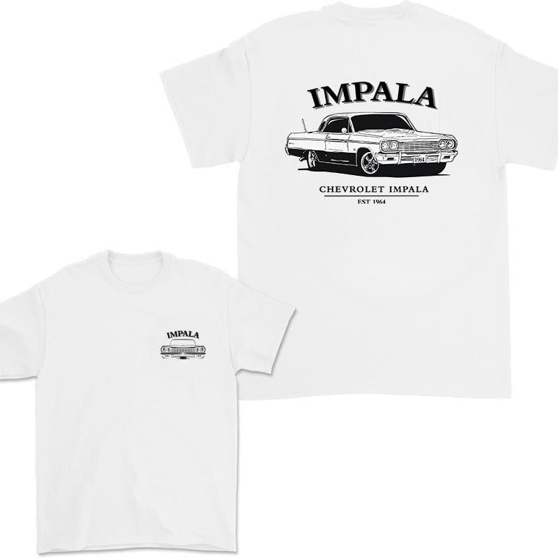 Vintage Vibe 2 Sides Chevy Impala 1964 Men's Cotton Tee Old School Chevy Tee Gift for Him Classic Ford Car Casual Menswear