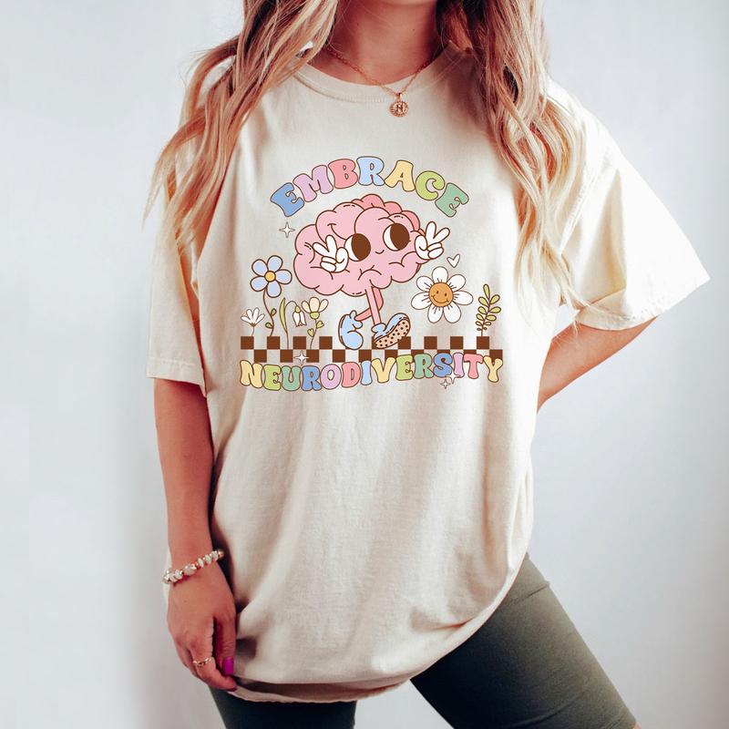 Special Education Comfort Colors Shirt, Teacher Retro Graphic Embrace Neurodiversity Shirt, Neurodivergent T-Shirt, ADHD Shirt, Inclusion Shirt, Menta