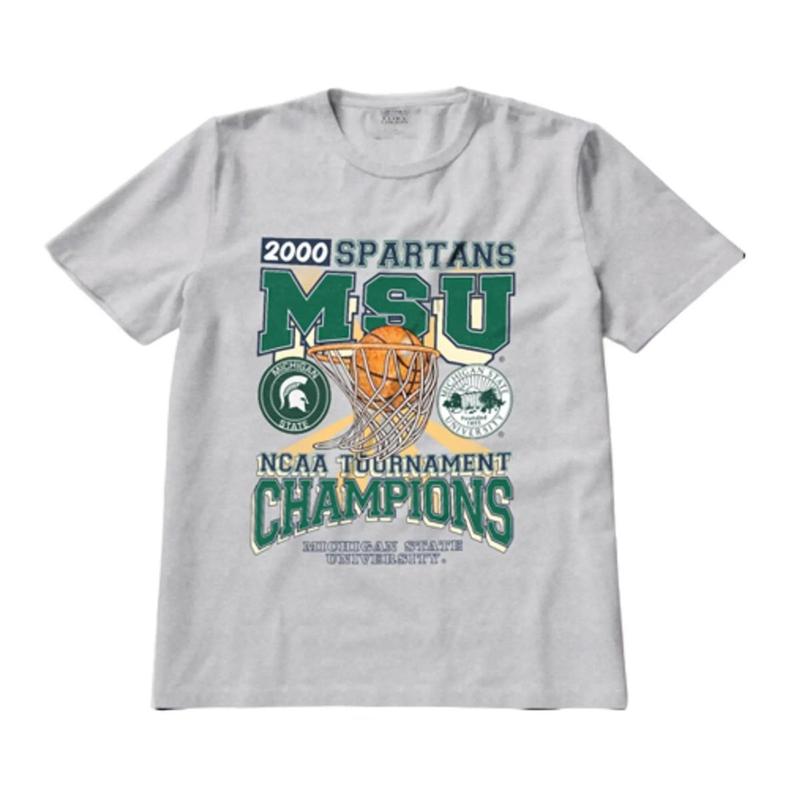 Michigan State University â€“ MSU Spartans Tournament Champs NCAA Merch, graphic vintage sports tees Casual Menswear Top Shirts Retro Jeans