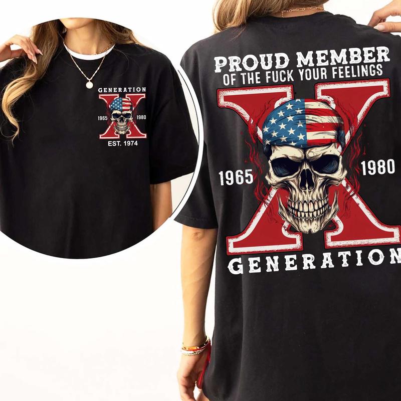 Gen X Skull Casual Shirt Raised On Hose Water & Neglect, Vintage Inspired T-Shirt for GenX Style