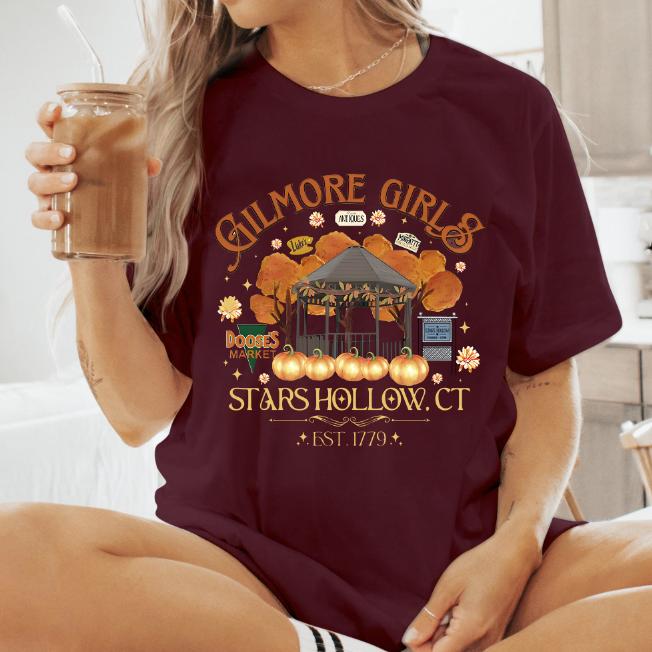 Gilmore Girls Stars Hollow Shirt, Vintage Stars Hollow Connecticut Shirt, Gilmore Girls Merch, Luke's Diner Shirt, Book Lovers Gift Cotton Fabric