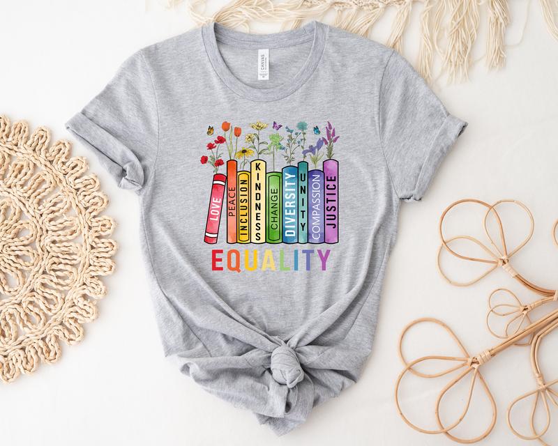 Equal Rights Shirt, Book Flower Equality Sweatshirt Hoodie, Social Justice Peace Love Kindness Shirt, Feminist Gift for Her, Women Rights Shirt