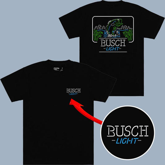 Busch Light - Neon Bass Rectangle T-shirt - From Casual To Formal - Fashion For All - Assorted Colors - Suitable For Men And Women - Full Size Range