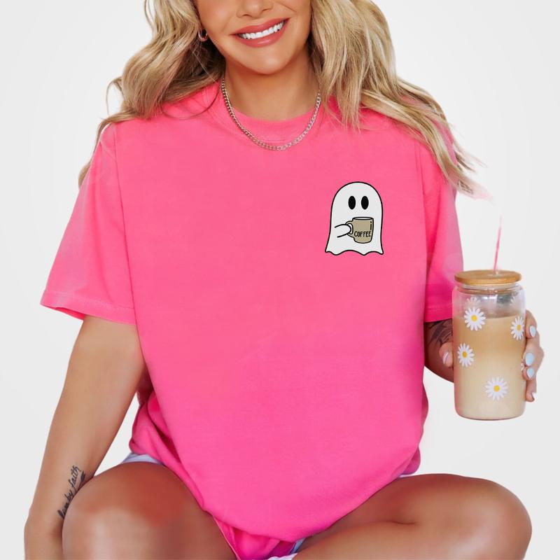Spooky Coffee T-shirt, Cute Spooky T-shirt, Womens Ghost Shirts, Spooky Season Tee, Ghost Halloween Shirt, Fall Coffee Lover Shirt, Halloween Party Sh