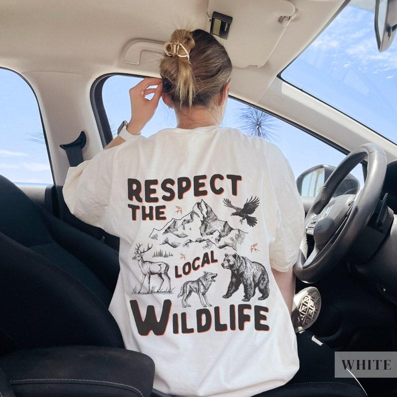 Respect The Local Wildlife T-Shirt Deer Graphic Tee Collar Cotton Crewneck Womenswear Crewneck Womenswear Crewneck Womenswear