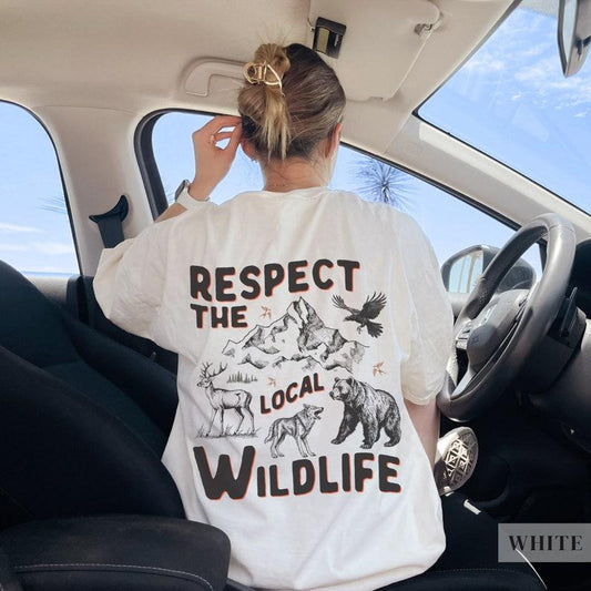 Respect The Local Wildlife T-Shirt Deer Graphic Tee Collar Cotton Crewneck Womenswear Crewneck Womenswear Crewneck Womenswear