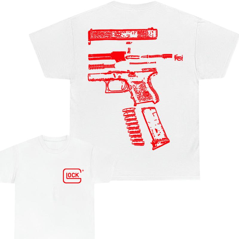IN GLOCK WE TRUST 2 side T-shirt,Design Red, T-shirt For Men, GIft For Men,Full color, Menswear Top
