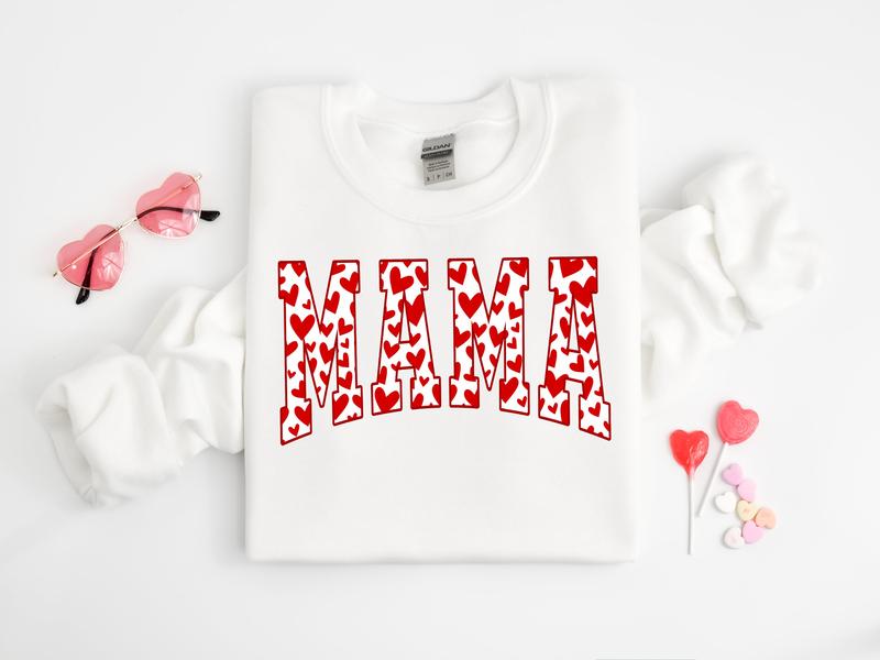 Mama Sweatshirt, Red Hearts In Mama Sweater, Cute Mama Tshirt, Mother Gift, Mother Day Gift