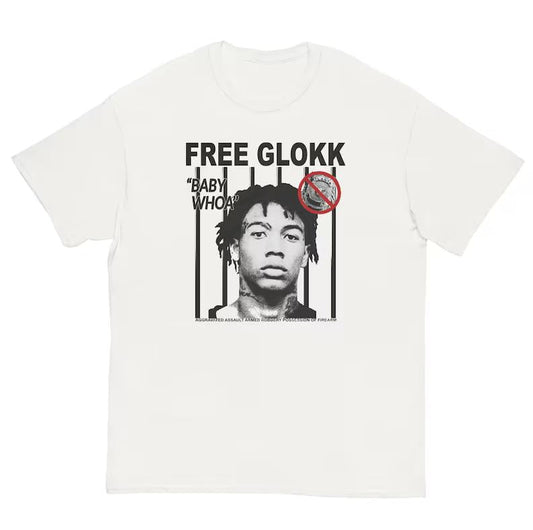 FREE GLOKK T-Shirt, Glokk40spaz rapper Tee, Baby Whoa Graphic, babyLife rapper merch