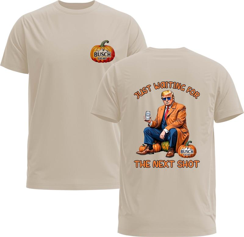 Trump Busch Light Unisex Tee - Just Waiting For The Next Shot TShirt - Gildan 5000 Graphic Shirt, Heavy Cotton, Full Sizing & Colors