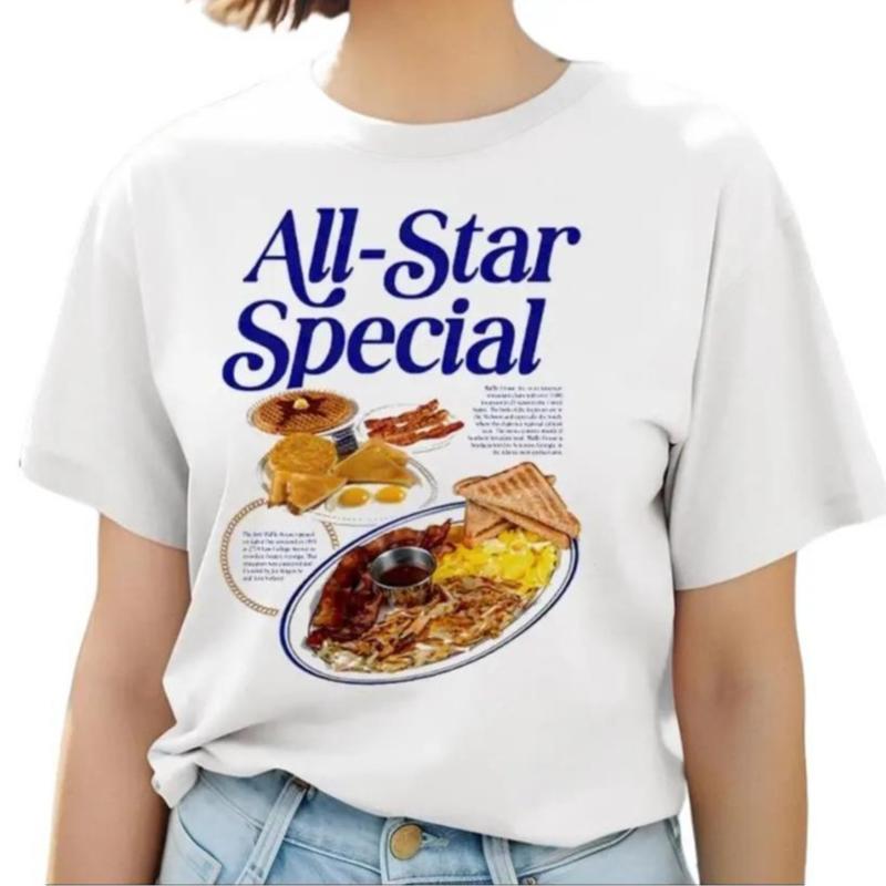 All-Star Breakfast Unisex T-Shirt All Sizes Collar Cotton Fabric Fit