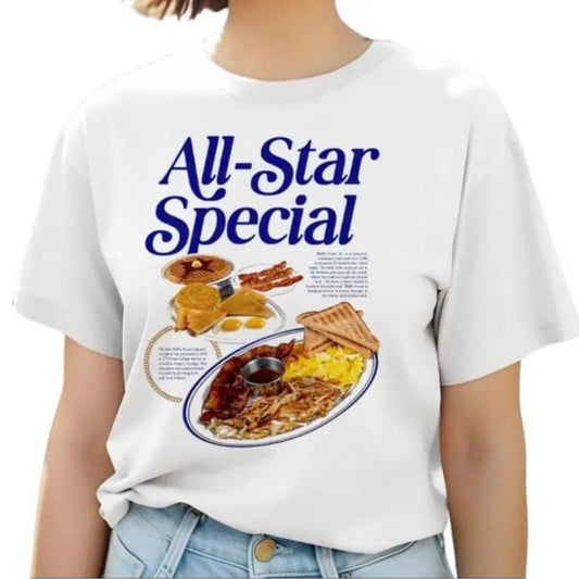 All-Star Breakfast Unisex T-Shirt All Sizes Collar Cotton Fabric Fit