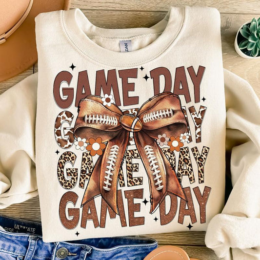 Coquette Football Sweatshirt, Football Bow Tee, Football mom Sweater, Game Day, Retro Football png, Fall Football, Football Season Shirt, Sports, Full
