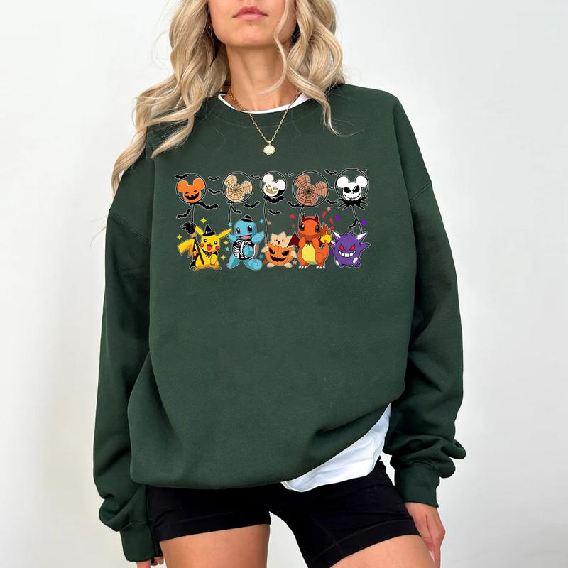 Pokemon Halloween Sweatshirt, Halloween Sweatshirt, Spooky Pumpkin Monster Sweatshirt, Anime Sweatshirt, Gengar Sweatshirt