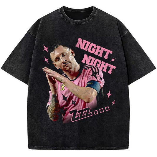 Lionel Messi Night Night Steph Curry Celebration Celly Greatest Of All Time GOAT Graphic T-Shirt Crewneck Cotton Menswear Soft