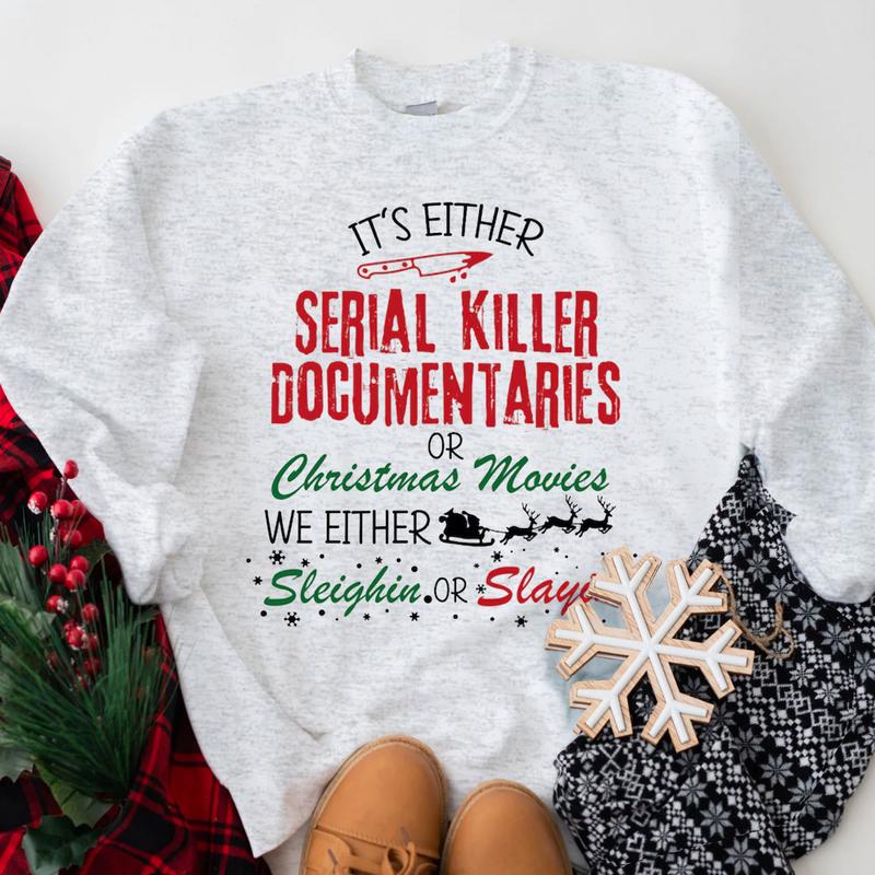 True Crime Ugly Christmas Sweatshirt, Funny Christmas Sweatshirt, Movie Ugly Christmas Sweaters Classic Fabric Unisex