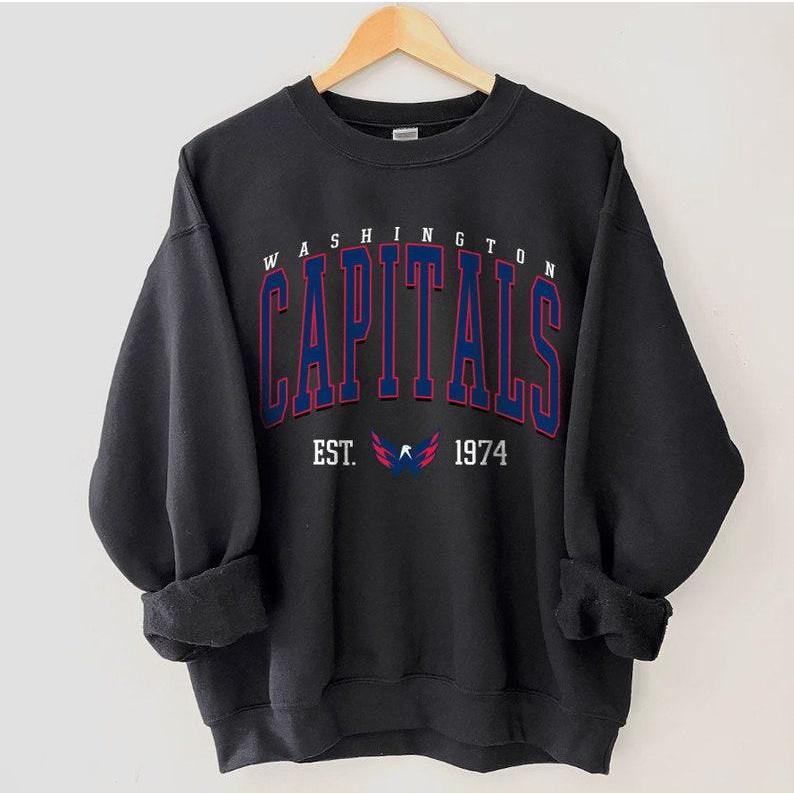 Washington Hockeis Crewneck, Vintage Style Washington Capitals Sweatshirt, Washington Sweatshirt, College Sweatshirt, Hockeis Fan Gifts