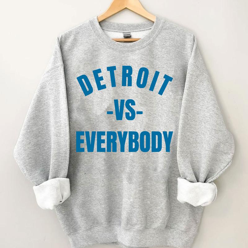 Detroit Vs Everybody Blue Sweatshirt, Vintage Style Detroit Football shirt, Game Day Pullover, Sunday Football