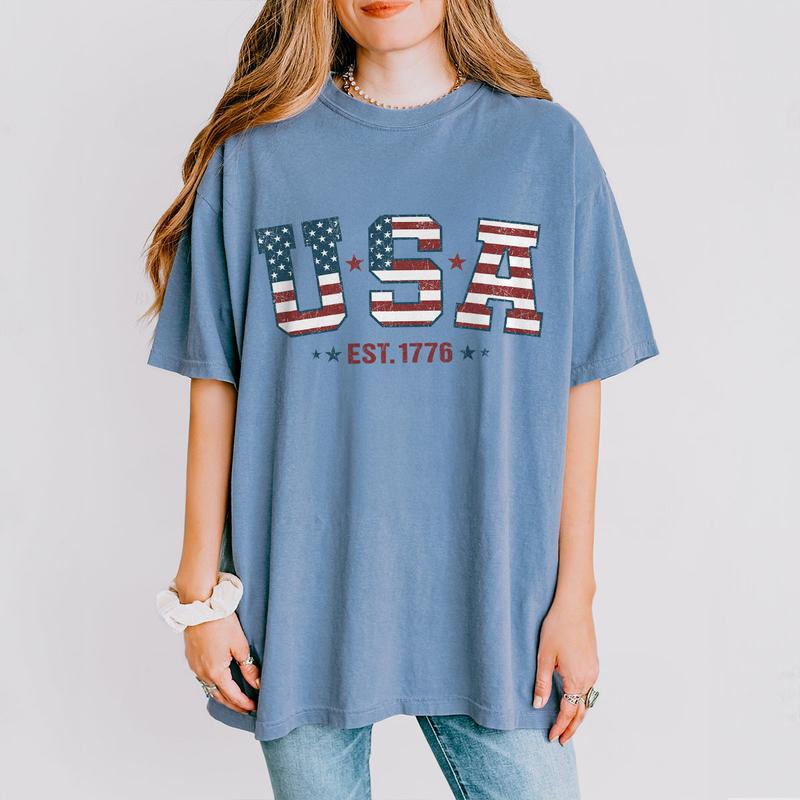 Retro USA Est 1776 Shirt, America T-Shirt, Retro USA T-shirt, 4th of July, 4th of July T-Shirt, Shirt For Women, Gift For Independence Day, Freedom Sh