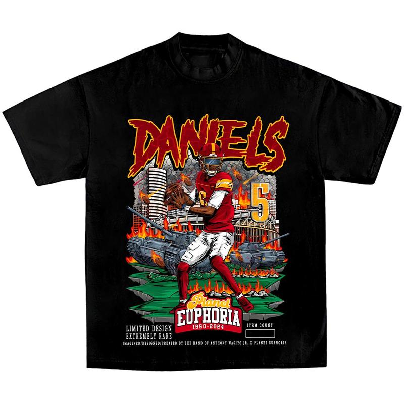Jayden Daniels V2 Euphoria Planet Shirt, Vintage 90s Unisex Football Tees, Football T-Shirts, Sports Shirt, Game Day Tee, Football Fan Gifts