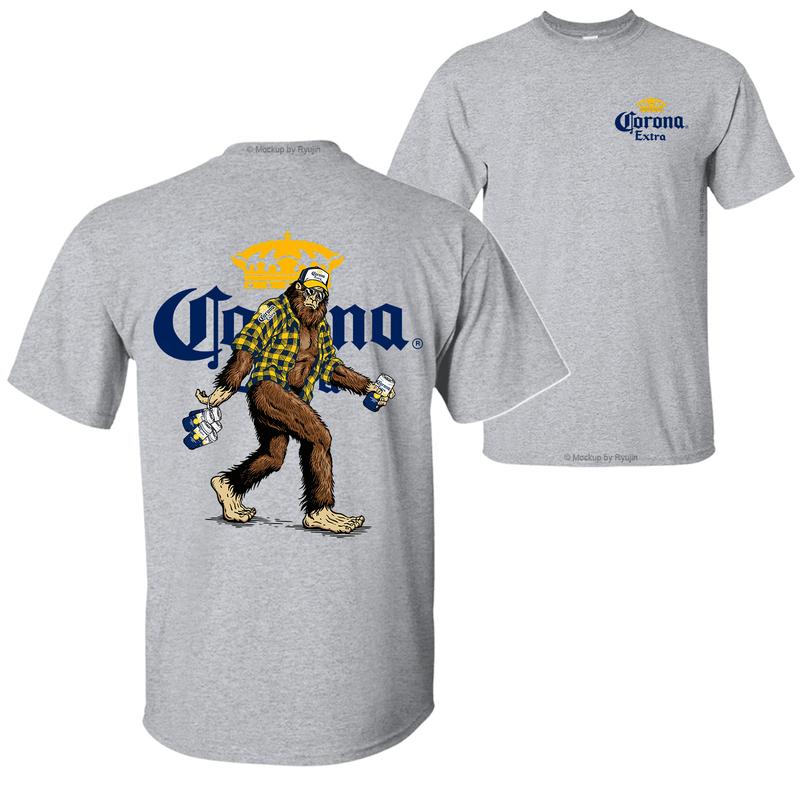 Bigfoot Corona Extra T-shirt, Corona Extra Shirt, 2 Sided Graphic Printed Unisex Classic Comfort Cotton T-Shirts for Men for Women Menswear Top