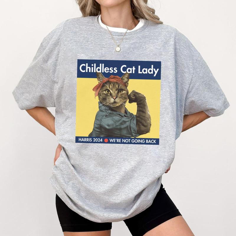 Harris 2024 T-Shirt, Childless Cat Lady, Kamala Campaign, Cute Funny Cat Tshirt, United States Election, President Harris Tee