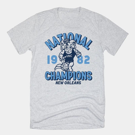 Retro 1982 UNC Basketball Champions Tee Classic Cotton Menswear Top