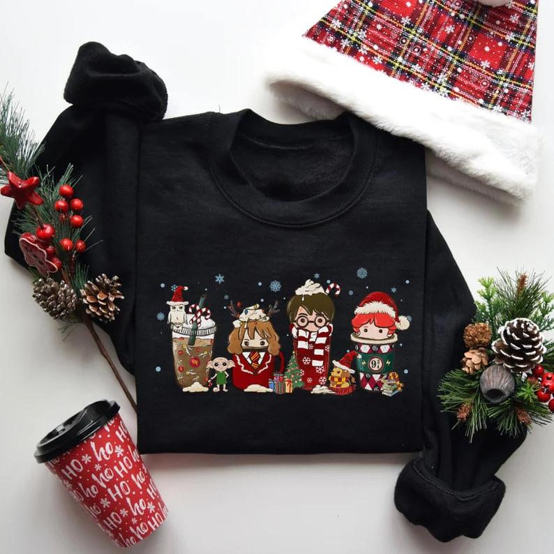 Harry Potter Christmas Sweatshirt, Christmas Coffee Shirt, Wizard TShirt, Tis The Season Christmas T-Shirt, HP Gift, Cute Harry Potter Gift