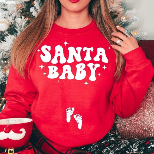 Christmas Pregnancy Announcement Sweatshirt, Santa Baby Shirt,Pregnant Tee,Baby Announcement,Christmas Maternity,New Mom,Pregnant Santa Baby