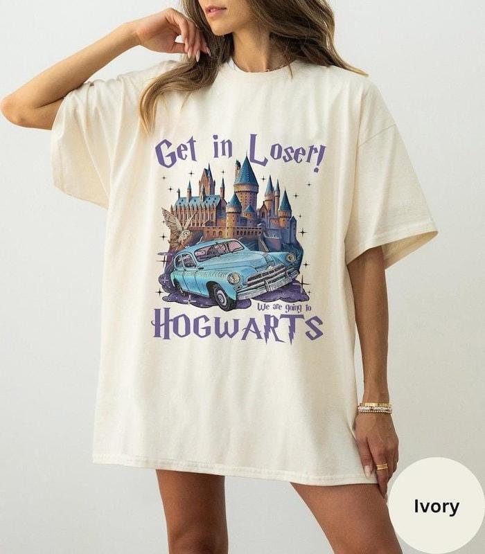 Get In Loser We're Going To Hogwarts TShirt, Wizard Flying Car Shirt, Universal Studios Shirt, Wizard Flying Car Tee, Meme 90s Vintagge TShirt, Wizard