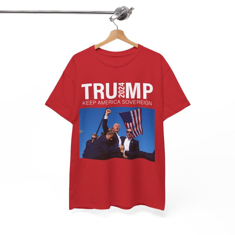 Trump 2024 - Trump Rally Shooter Tshirt - Trump You Missed - Trump Survived - USA Freedom - Donald J. Trump Unisex Heavy Cotton Tee
