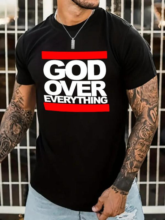 Men's Regular Fit Letter Print Round Neck Tee, Fashion Casual Summer Short Sleeve Crew T-Shirt, Versatile Men's Staple for Everyday Wear