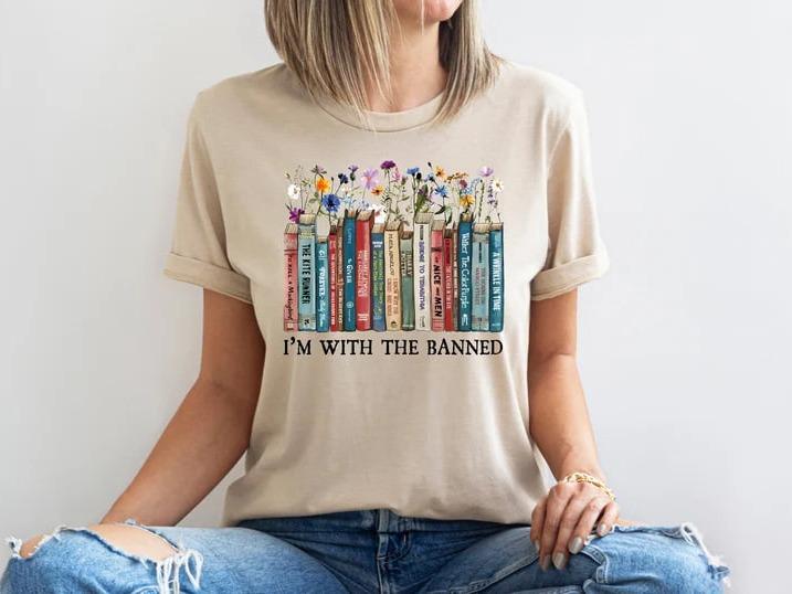 I'm With The Banned Reading Book Shirt, Banned Book Sweatshirt, Reading Lover Gift For Librarian, book lover, book lover tshirt, floral book