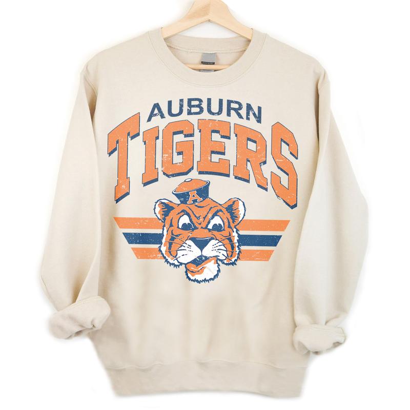 Auburn Tigers Vintage NCAA Sweatshirt, Unisex Auburn Football Shirt, Classic Sport Hoodie, Gifts for Football Fans, Cotton T-Shirt, Hoodie Sweatshirt