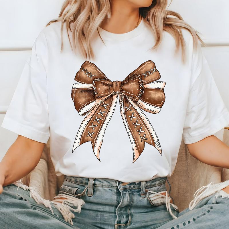 Football Bow Shirt, Coquette Bows School Spirit T-shirt, Cheer Mom Tee, Football Team Matching Shirt, Coquette Football Shirt, Sport Tee