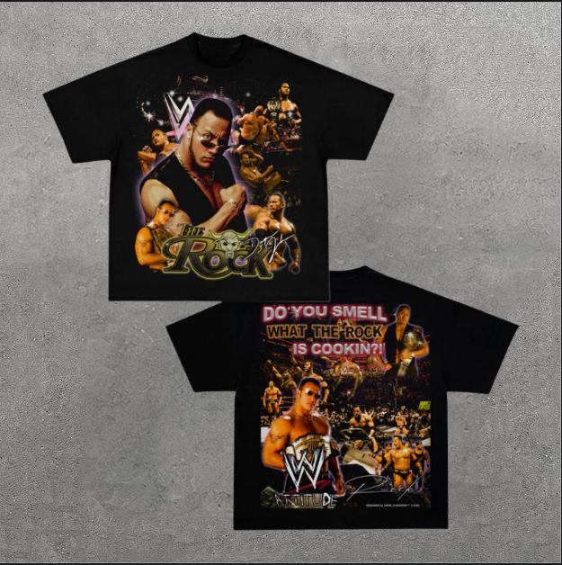 VINTAGE TEE  THE ROCK, Double Sided Prints Vintage T-Shirt, Wrestler Shirt, WWE Shirt, Y2k Shirt, Vintage Graphic Tee, Unisex T-Shirt, Gift For Him, A