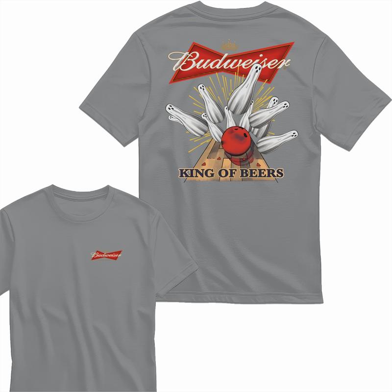 Budweiser Bowling Ghost Strike Beer Unisex T-shirt for Men and Women, T-Shirt Shortsleeve Casual Menswear Top