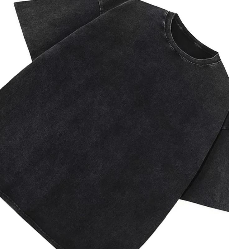 Vintage Acid Washed Oversized Drop Shoulder Heavyweight Streetwear Blank T-Shirt Casual Cotton