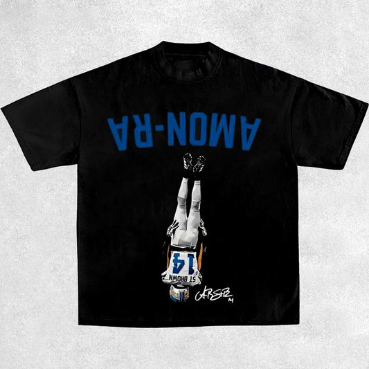 Amon-Ra St. Brown Headstand Shirt, Vintage 90s Unisex Football Tees, Football T-Shirts, Sports Shirt, Game Day Tee, Football Fan Gifts Crewneck Clothi