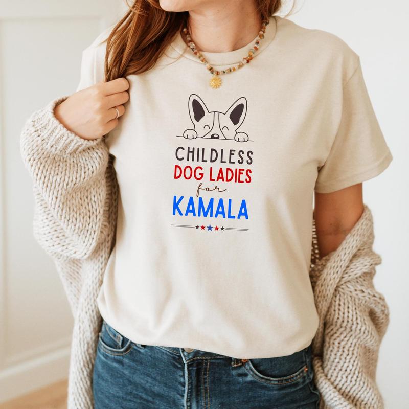 Childless Dog Ladies For Kamala Shirt, Kamala Harris 2024 President SweatShirt, Dog Mom Shirt, Dog Ladies Kamala Shirt Top Womenswear