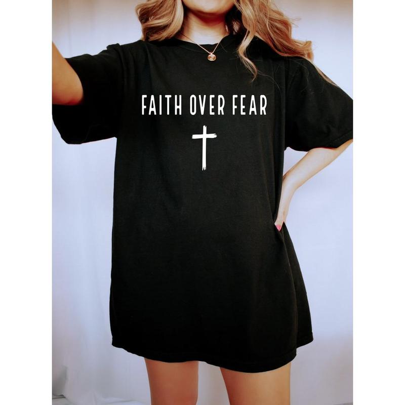 Faith Over Fear T-Shirt, Church Shirt, Christian Gift Tee, Religious Shirts, Bible Verse, Jesus Lover, Faith, Inspirational  sweater and hoodie