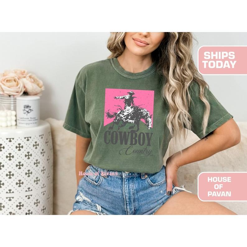 Western Cowboy Country, Pink Rodeo Shirt, Vintage Inspired Tee Shirt, Western Graphic  T-shirt, sweater and Hoodie 2 sides