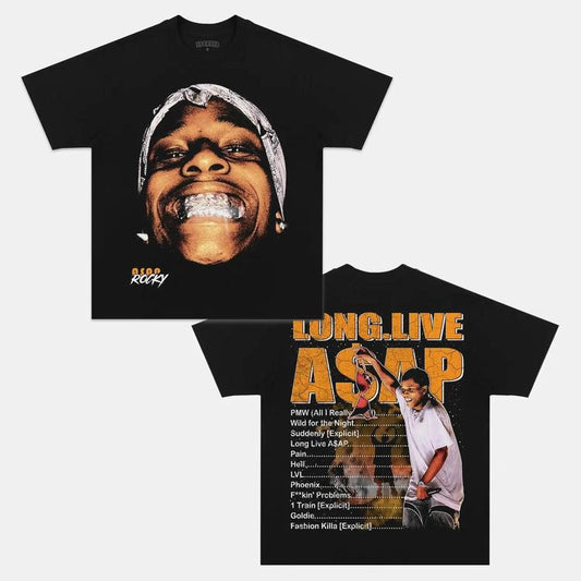 ASAP ROCKY Double Printed Short Sleeve Tee Cotton Vintage Shirt To Match Sneaker Hiphop Clothing Rapper Merch Shirt, Hiphop Tour Concert 2024, Gift Fo
