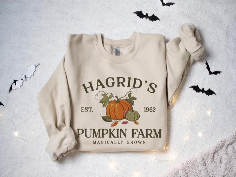 Hagrid's Pumpkin Patch Sweatshirt, Thanksgiving 2024, Fall Sweatshirt, Halloween Sweatshirt mental health Casual Collar Cotton Fabric Cotton Fabric