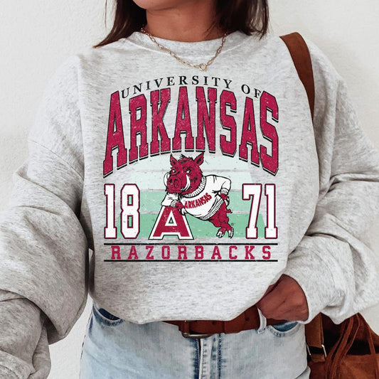 Arkansas Razorbacks Vintage College NCAA Sweatshirt, Vintage Football Sweatshirt NCAA, Classic Sport Sweatshirt, Gifts For Football Fan Sport