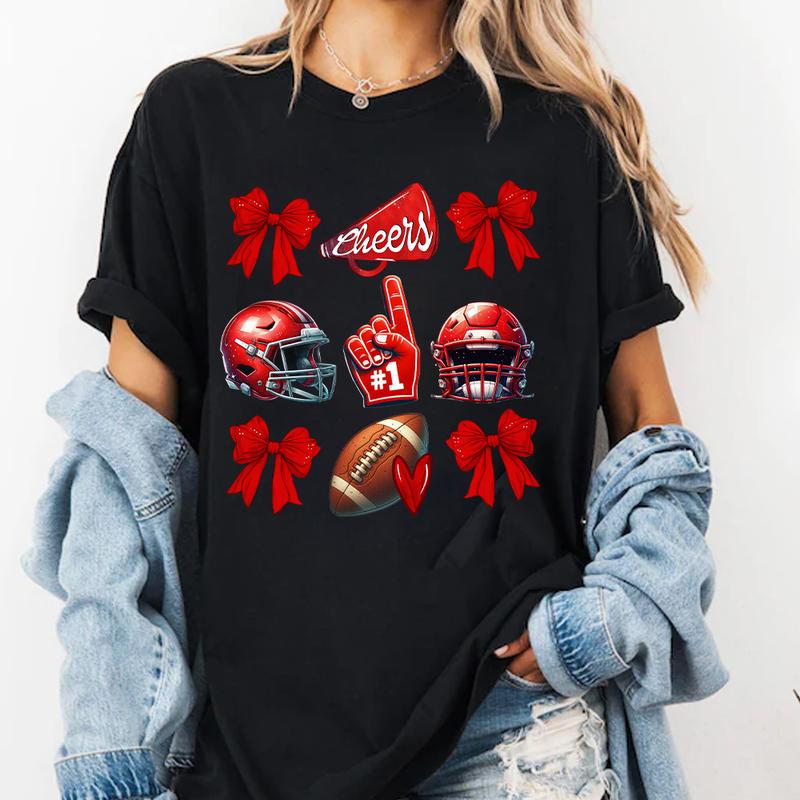 Coquette Football Shirt, Football Cheer Shirt, Football Mom Shirt, School Spirit T Shirt, Game Day Shirt, Touch Down Season, Football Bow