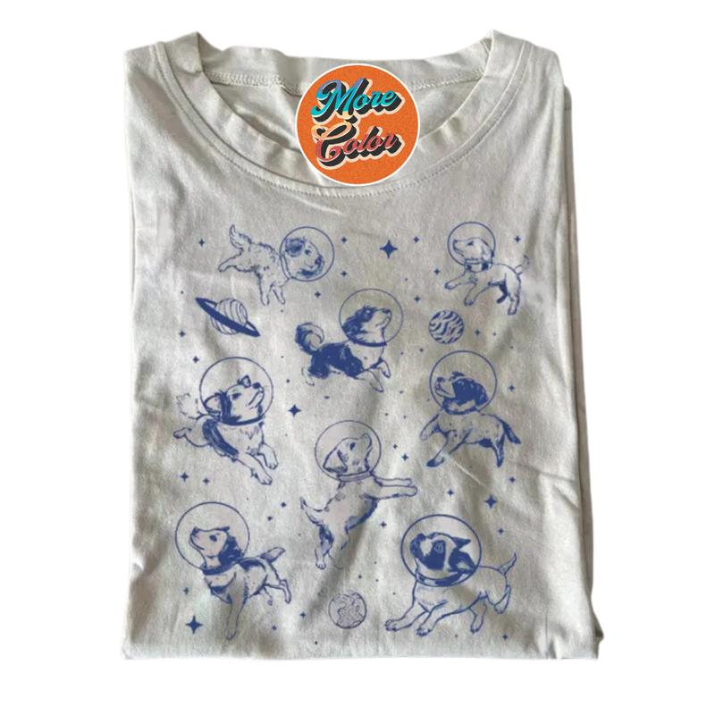 Dogs in Space T-shirt, Sweatshirt, Cotton Unisex Shirt, Crew Neck, Size S- 4xl, Menswear Top, Womenswear Top Underwear Streetwear