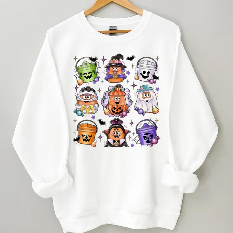 Halloween Chicken Nuggets Sweatshirt, 90s Retro Halloween Shirt, Spooky Nugget Crewneck, Halloween Coquette Design, Happy Meal Boo Bucket