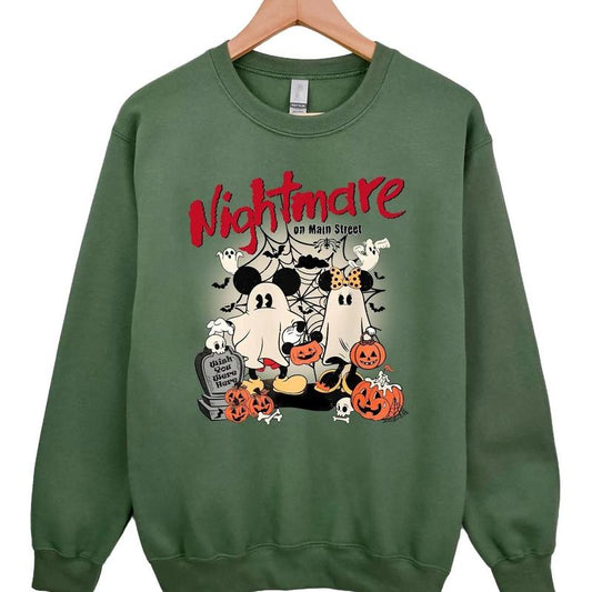 Cute Mouse Nightmare On Main Street Halloween Sweatshirt, Retro Halloween Shirt, Vintage Mickey Minnie Tshirt Hoodie, Halloween 2024 Gifts